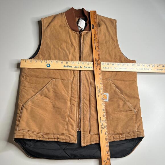 Carhartt Duck Canvas Work Vest Men’s Brown Quilted Lined Vintage USA Made YKK - Picture 3 of 12